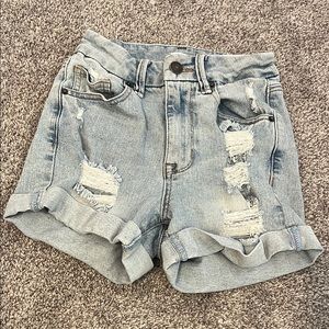 Rue 21 Light Washed Distressed Jean Short Size 2